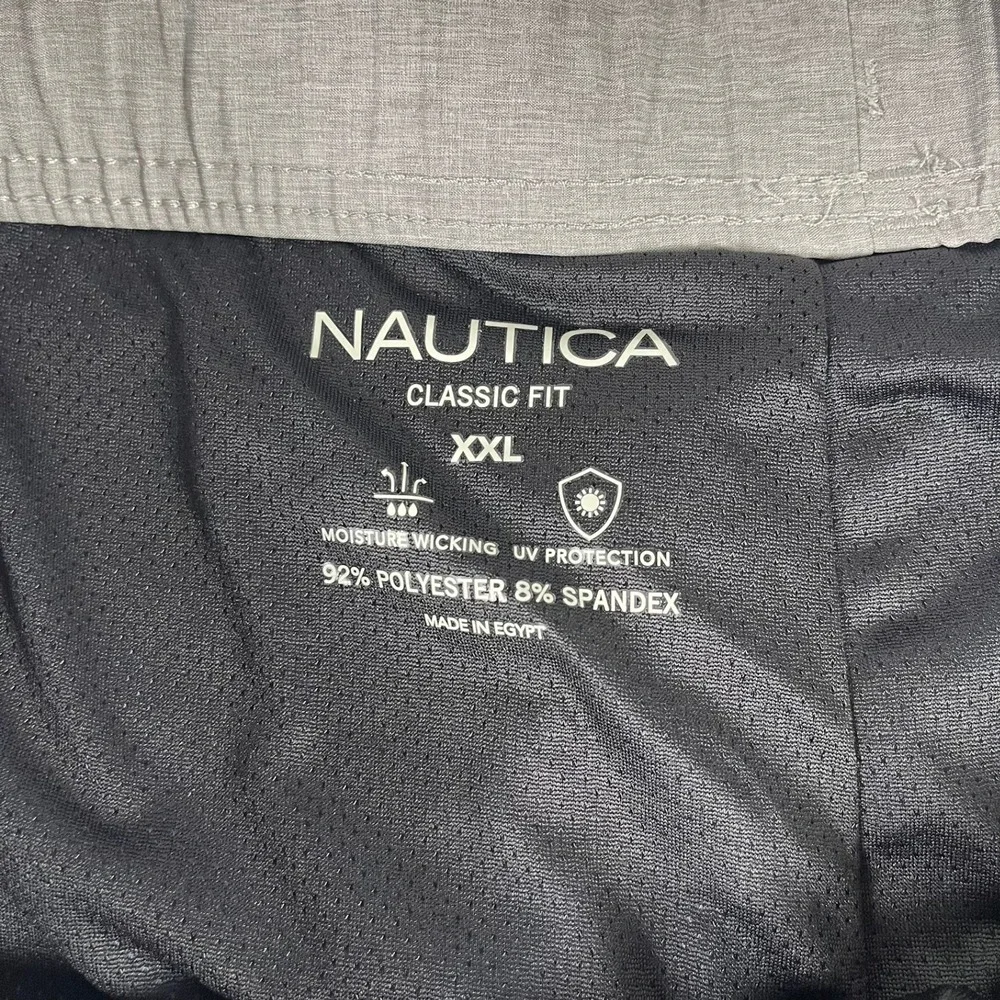 Nautica Mens XXL Gray Blue Colorblock 8.5 Inseam Swim Trunks T6516C New
